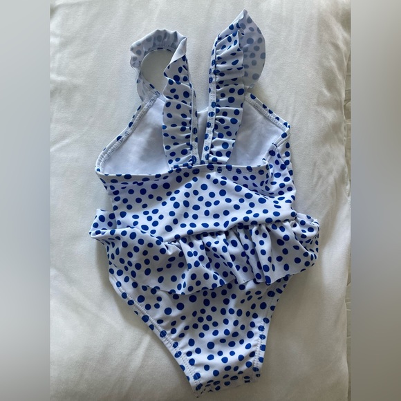 Snapper Rock 6-12 Month Blue White Polka Dot Bathing Suit - Picture 3 of 4